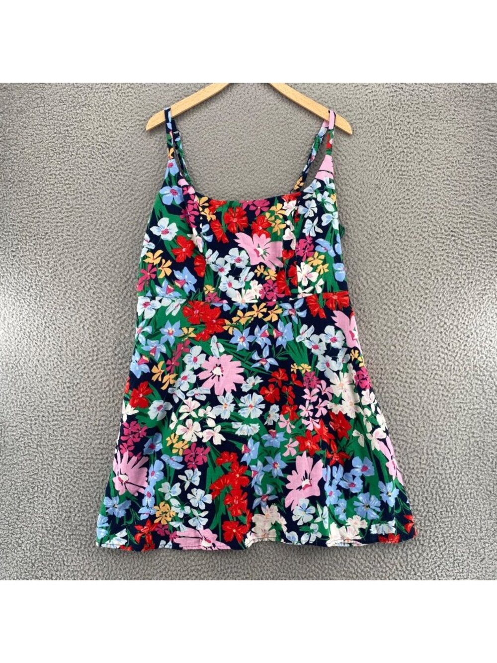 Old Navy Dress Womens Extra Large Navy Multi Floral Linen Fit & Flare Sundress - Picture 1 of 11